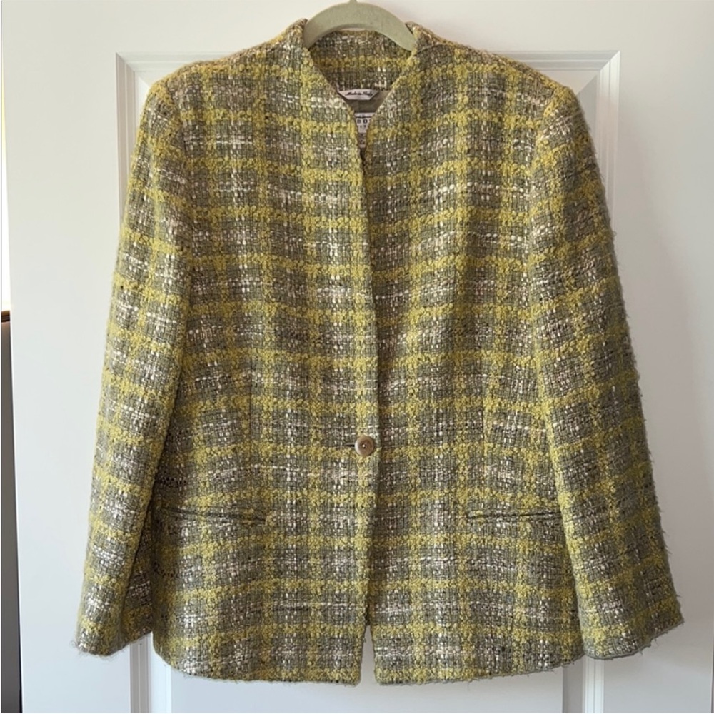 Talbots Yellow and OliveTweed Blazer